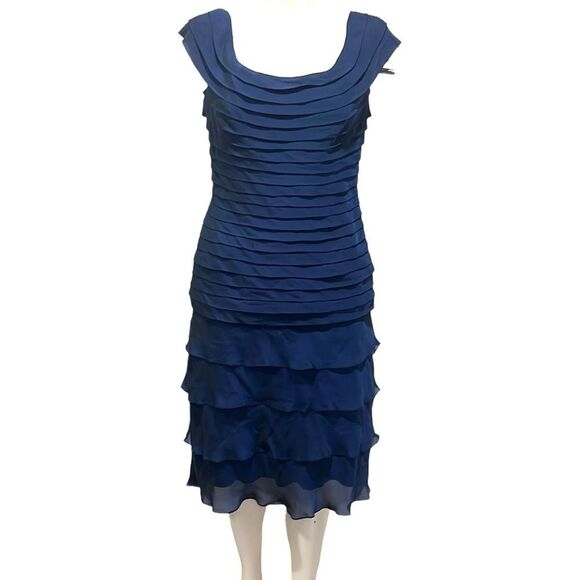 Tadashi Shoji Dresses & Skirts - Tadashi collection blue tiered ruffle silk formal dress size 12